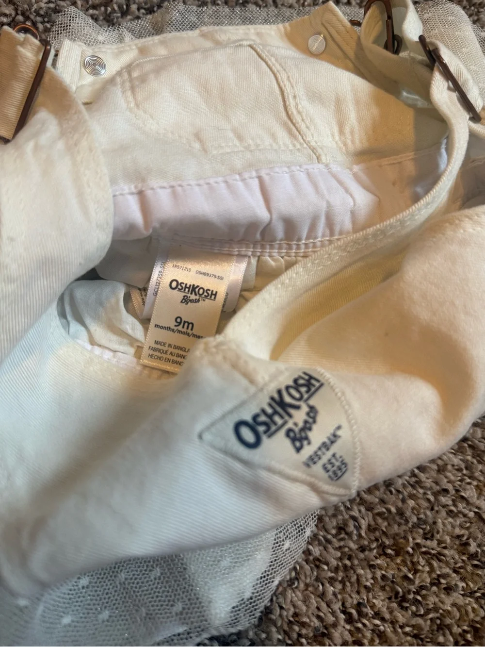 OshKosh B'gosh Cream Tulle Overall Dress